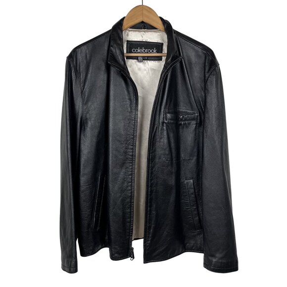 Colebrook 100% Leather Classic Black Lined Jacket Size Large